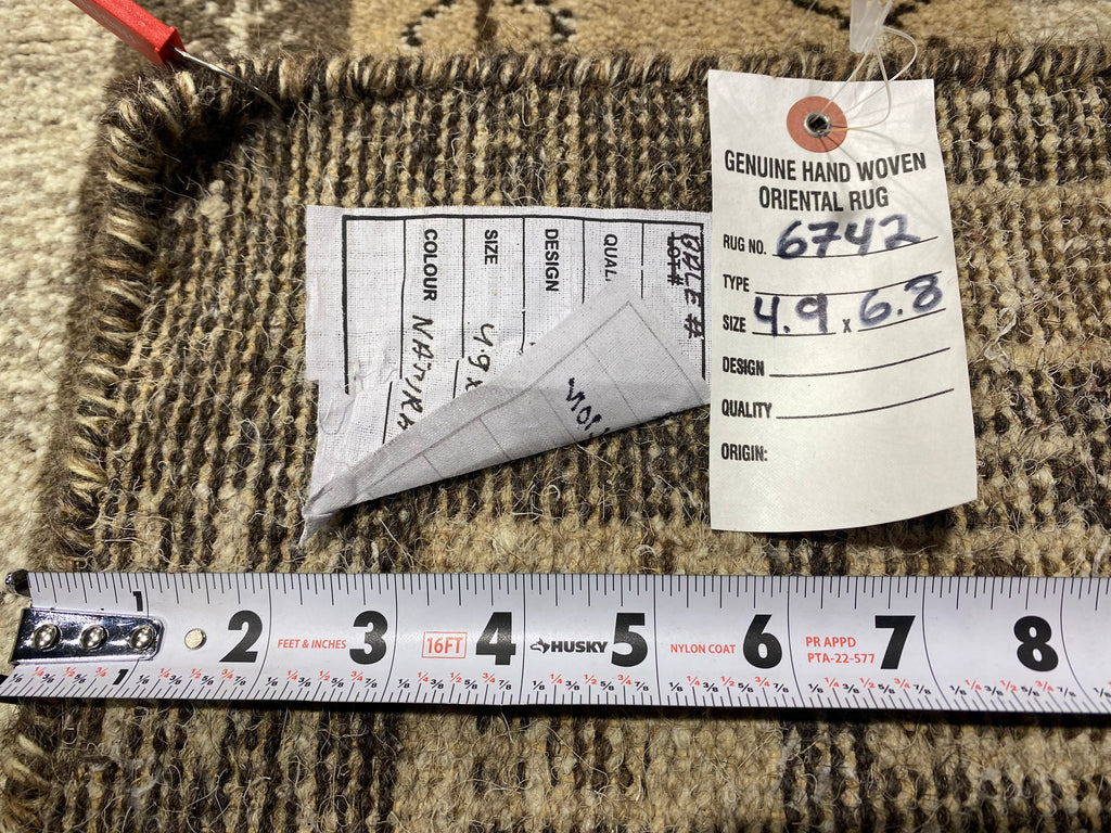 4.9 x 6.8 Handmade India Wool Gabbeh Rug BROWN #F-6742