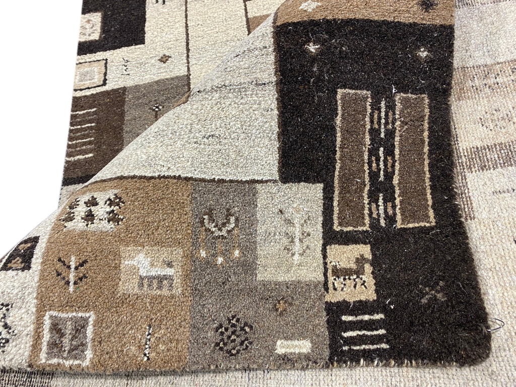 4.9 x 6.8 Handmade India Wool Gabbeh Rug BROWN #F-6742