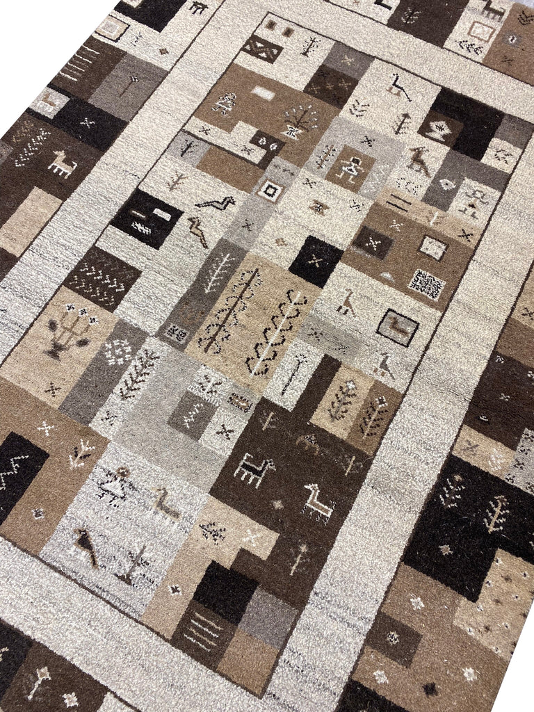 4.9 x 6.8 Handmade India Wool Gabbeh Rug BROWN #F-6742