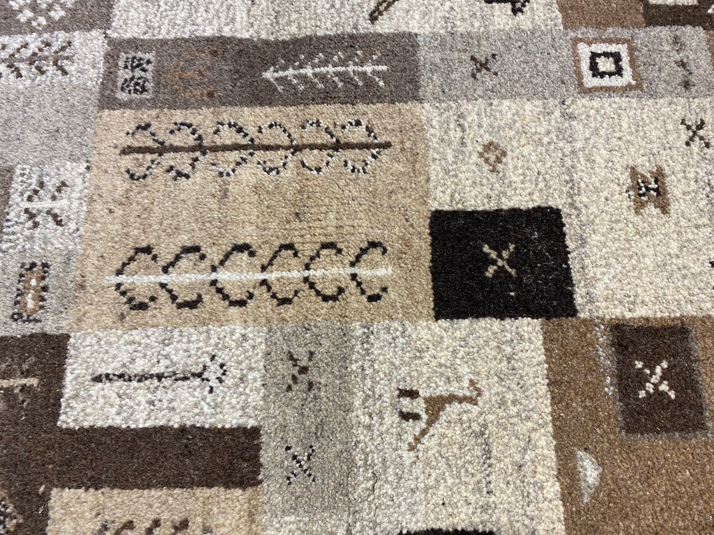 4.9 x 6.8 Handmade India Wool Gabbeh Rug BROWN #F-6742