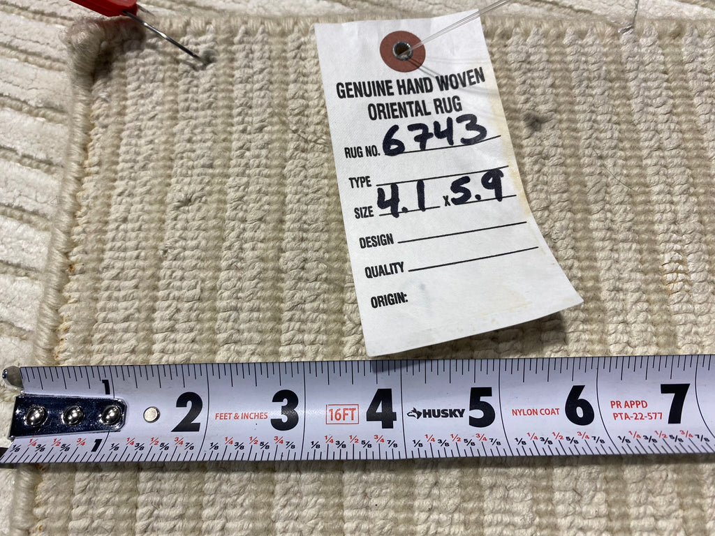 4 x 5.9 SOLID COLOR Handmade Contemporary Rug Bamboo Silk IVORY #F-6743