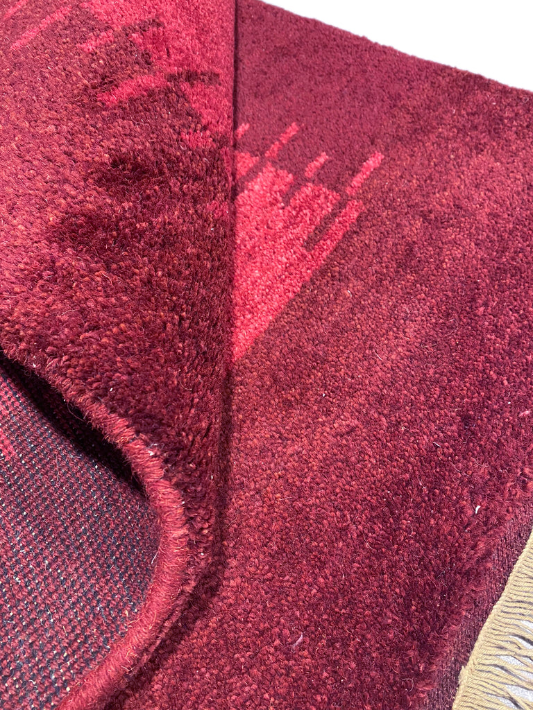 4 x 5.11 RED BURGUNDY Handmade Wool Solid Color Contemporary Gabbeh Rug #F-6744