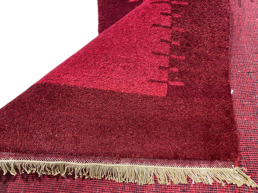 4 x 5.11 RED BURGUNDY Handmade Wool Solid Color Contemporary Gabbeh Rug #F-6744