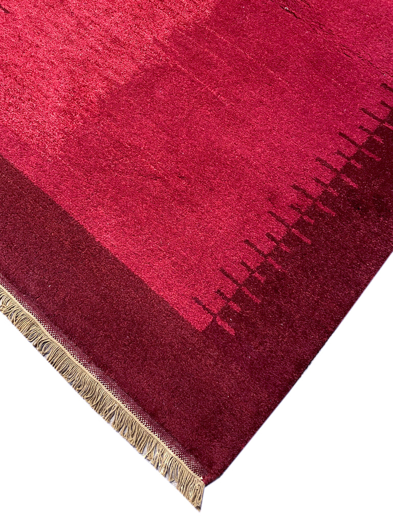 4 x 5.11 RED BURGUNDY Handmade Wool Solid Color Contemporary Gabbeh Rug #F-6744