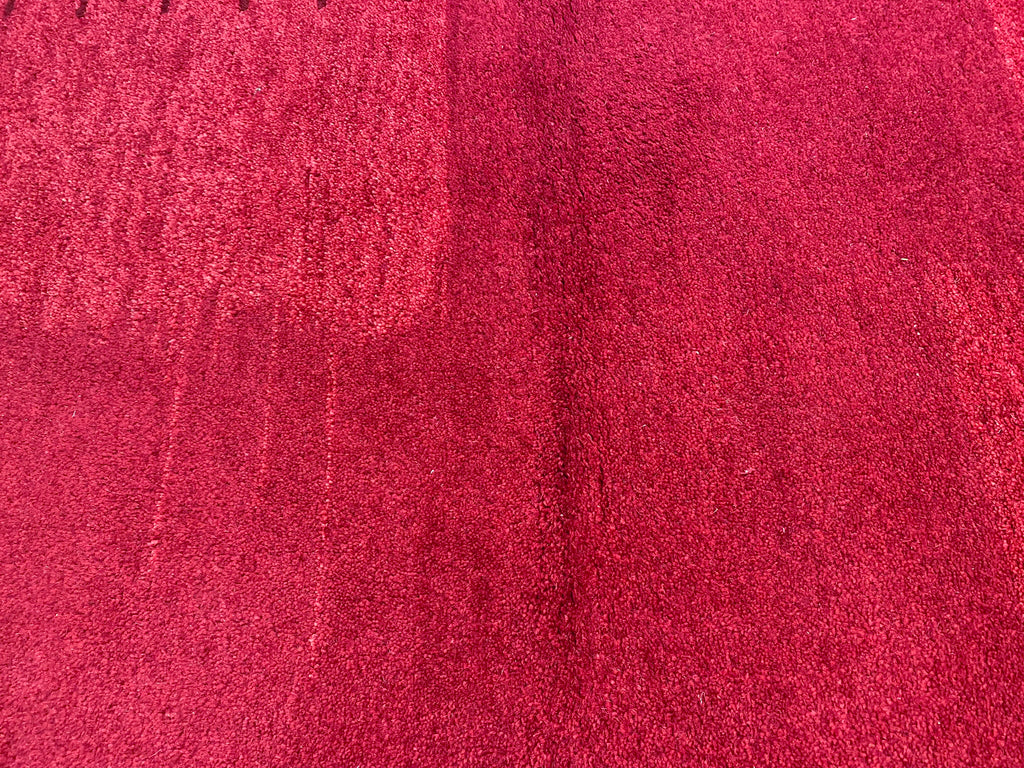 4 x 5.11 RED BURGUNDY Handmade Wool Solid Color Contemporary Gabbeh Rug #F-6744
