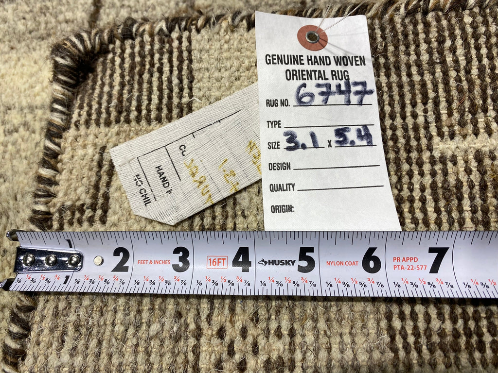 3.1 x 5.4 Handmade India Wool Modern Gabbeh Rug #F-6747