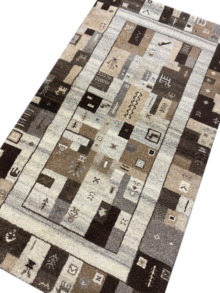 3.1 x 5.4 Handmade India Wool Modern Gabbeh Rug #F-6747