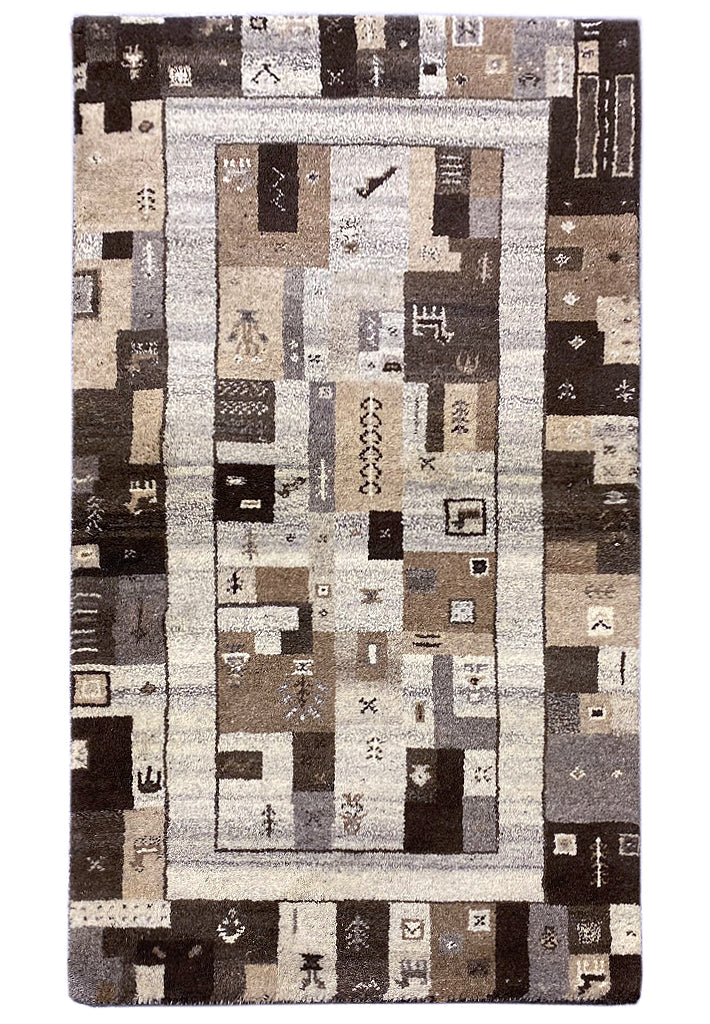 3.1 x 5.4 Handmade India Wool Modern Gabbeh Rug #F-6747