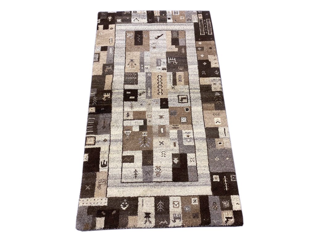 3.1 x 5.4 Handmade India Wool Modern Gabbeh Rug #F-6747