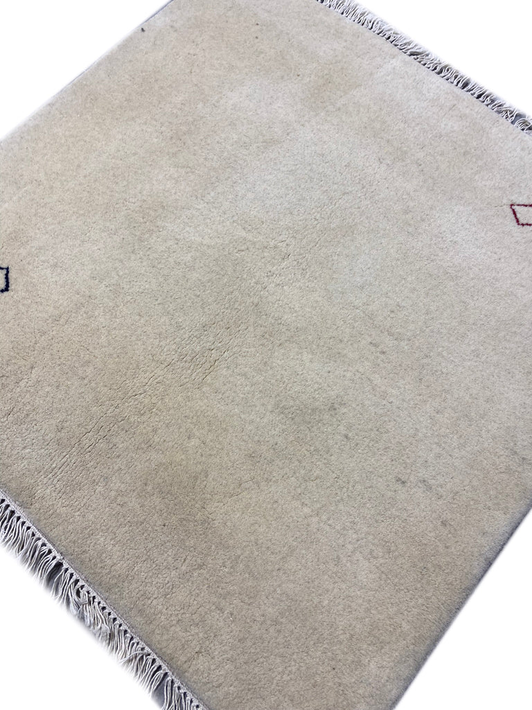3 x 3 SQUARE Handmade Gabbeh Modern Rug SOLID IVORY #F-6749