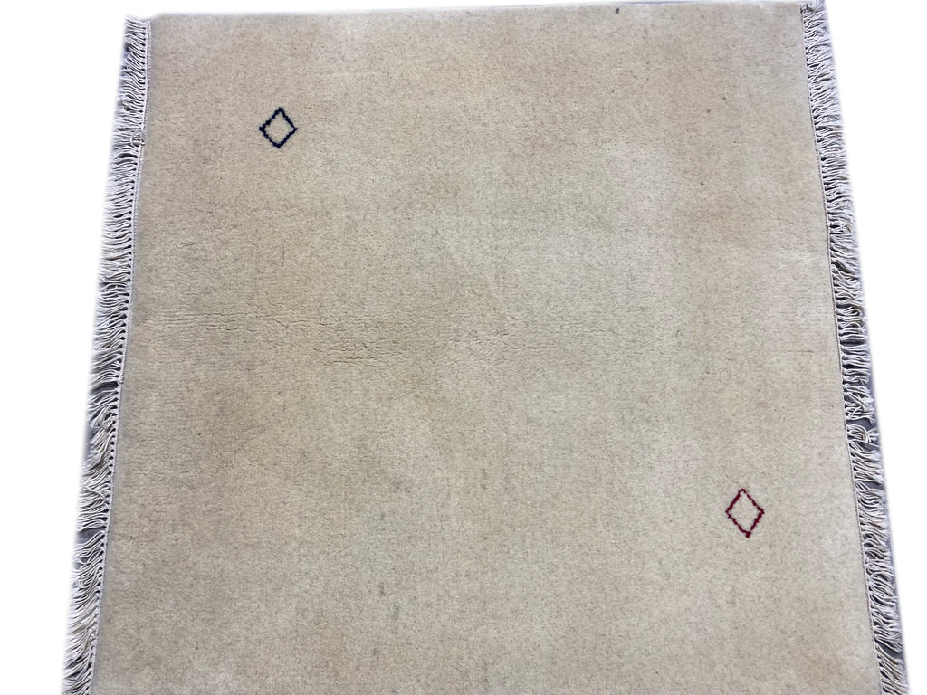 3 x 3 SQUARE Handmade Gabbeh Modern Rug SOLID IVORY #F-6749