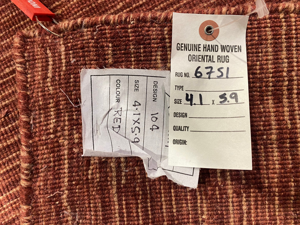 4.1 x 5.9 Transitional Contemporary Rug BURGUNDY RUST #F-6751