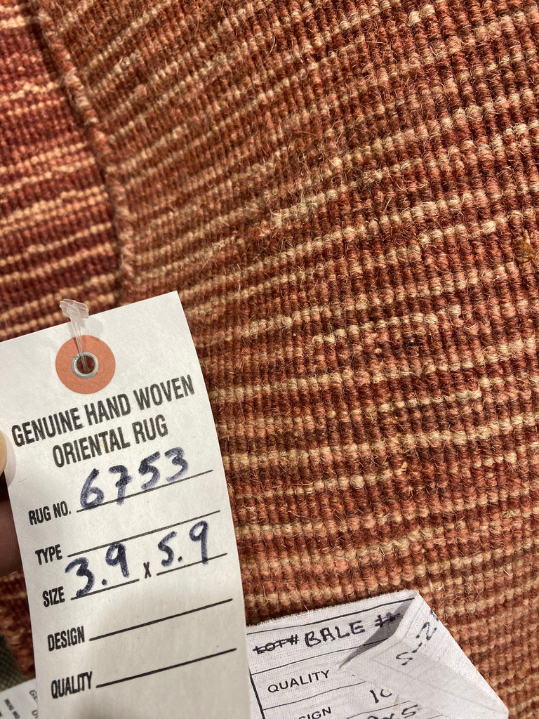 3.9 x 5.9 Modern Handmade Kilim Flat Weave Rug One Single Color #F-6753