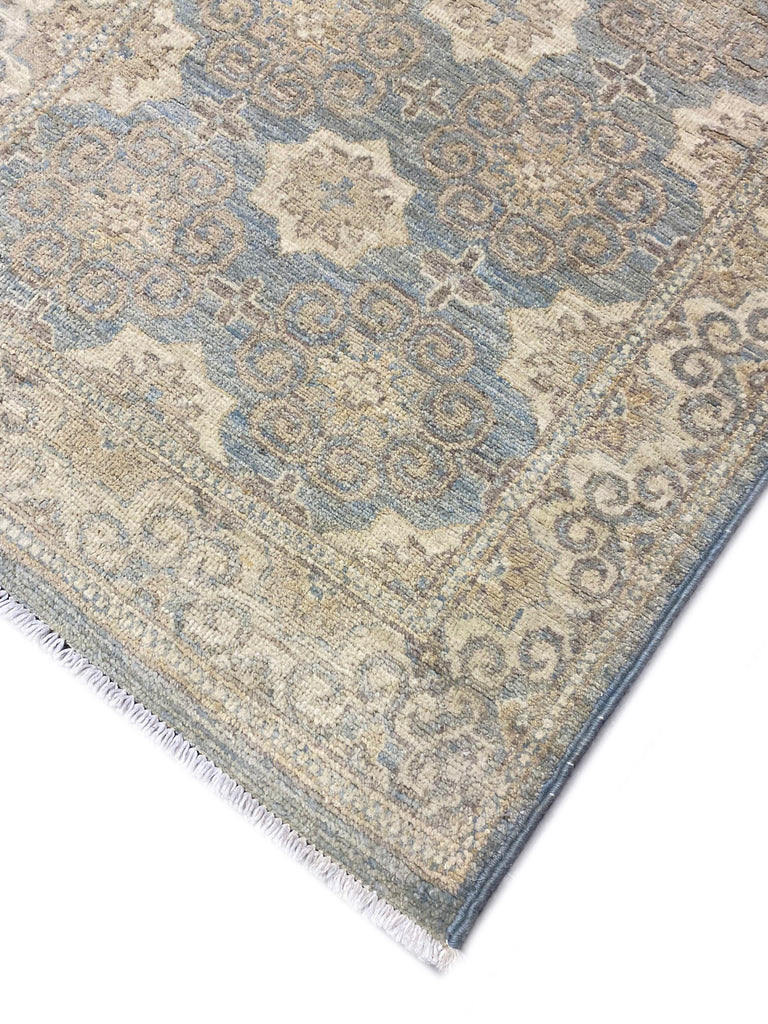 9' Foot Runner GREEN Handmade Chobi Peshawar Rug #F-6754