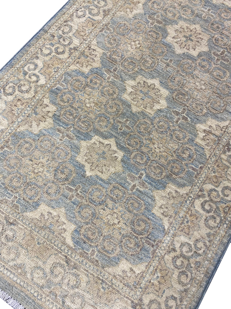 9' Foot Runner GREEN Handmade Chobi Peshawar Rug #F-6754