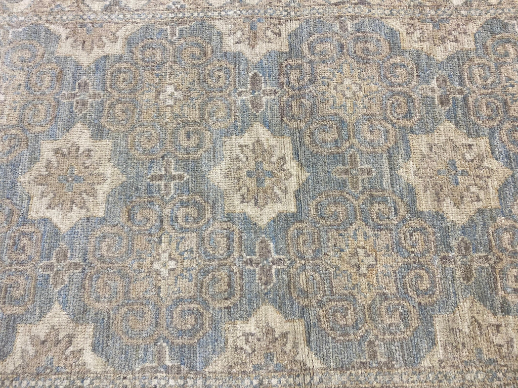 9' Foot Runner GREEN Handmade Chobi Peshawar Rug #F-6754