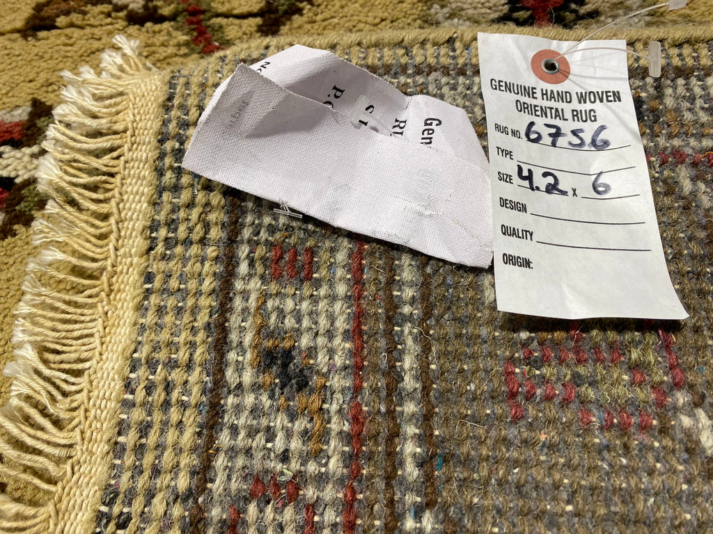 4.2 x 6 New Handmade India Wool Rug #F-6756