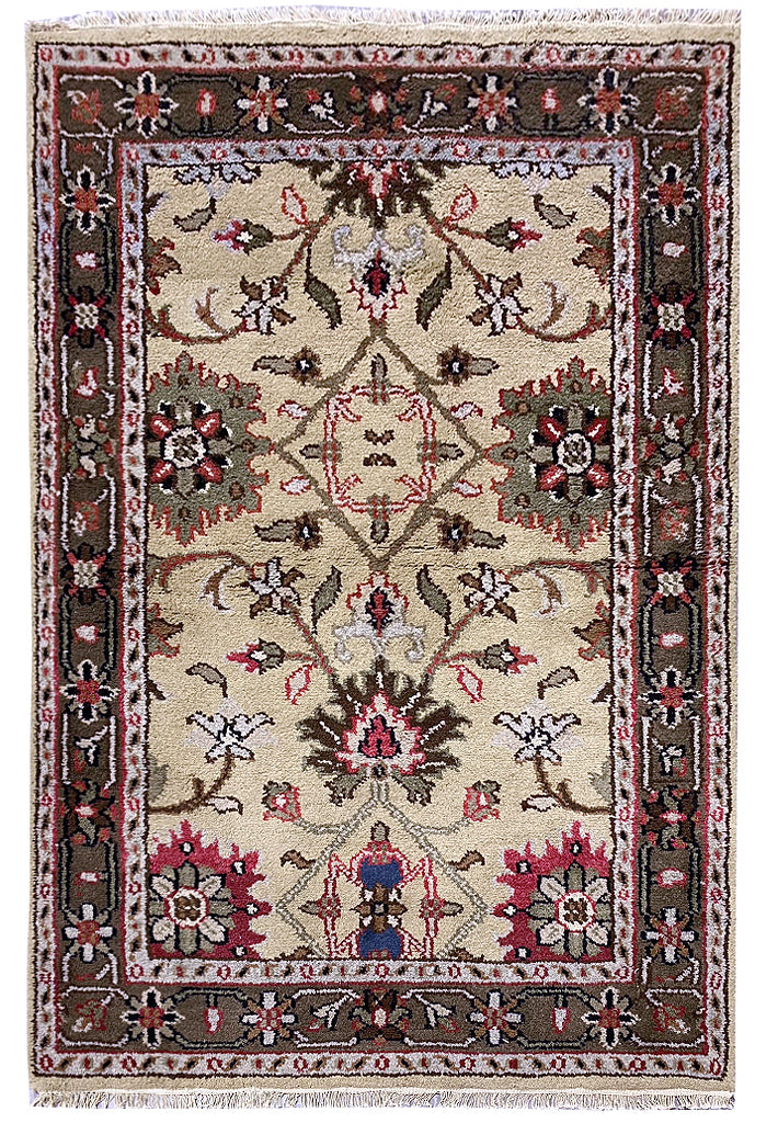 4.2 x 6 New Handmade India Wool Rug #F-6756