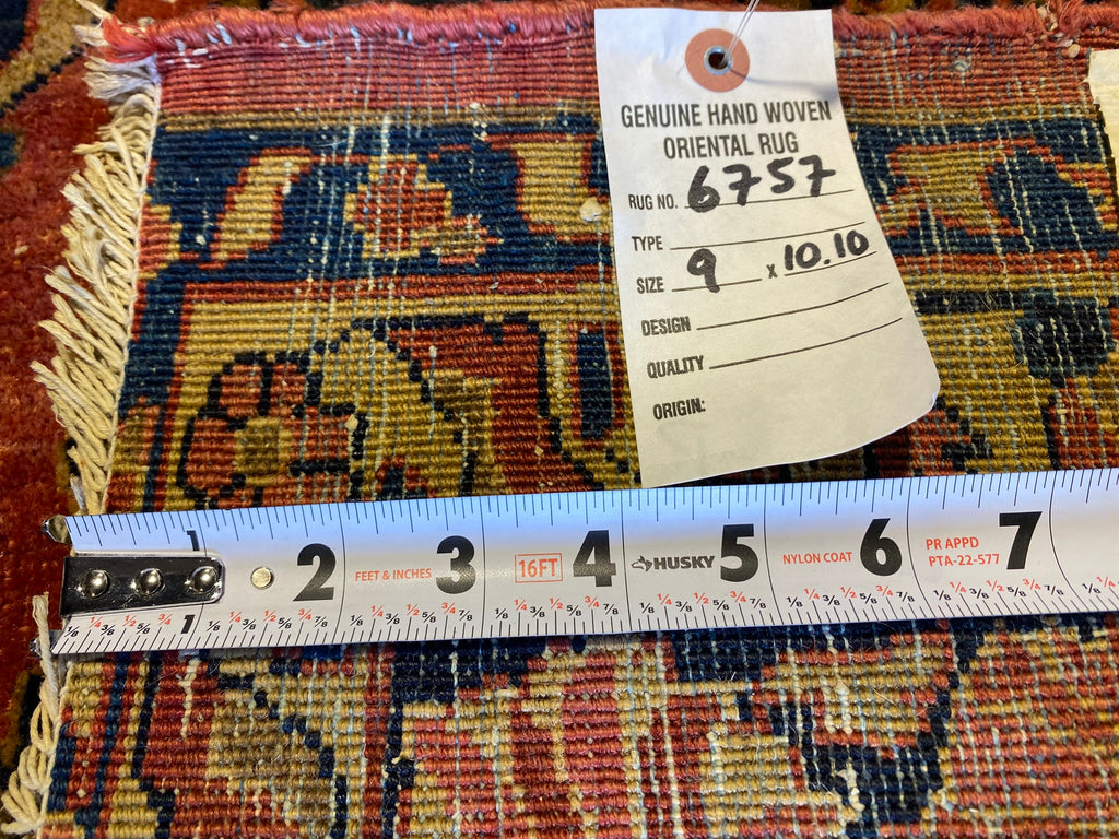 9 x 10.10 Antique Persian Sarouk Rug 1940's #F-6757