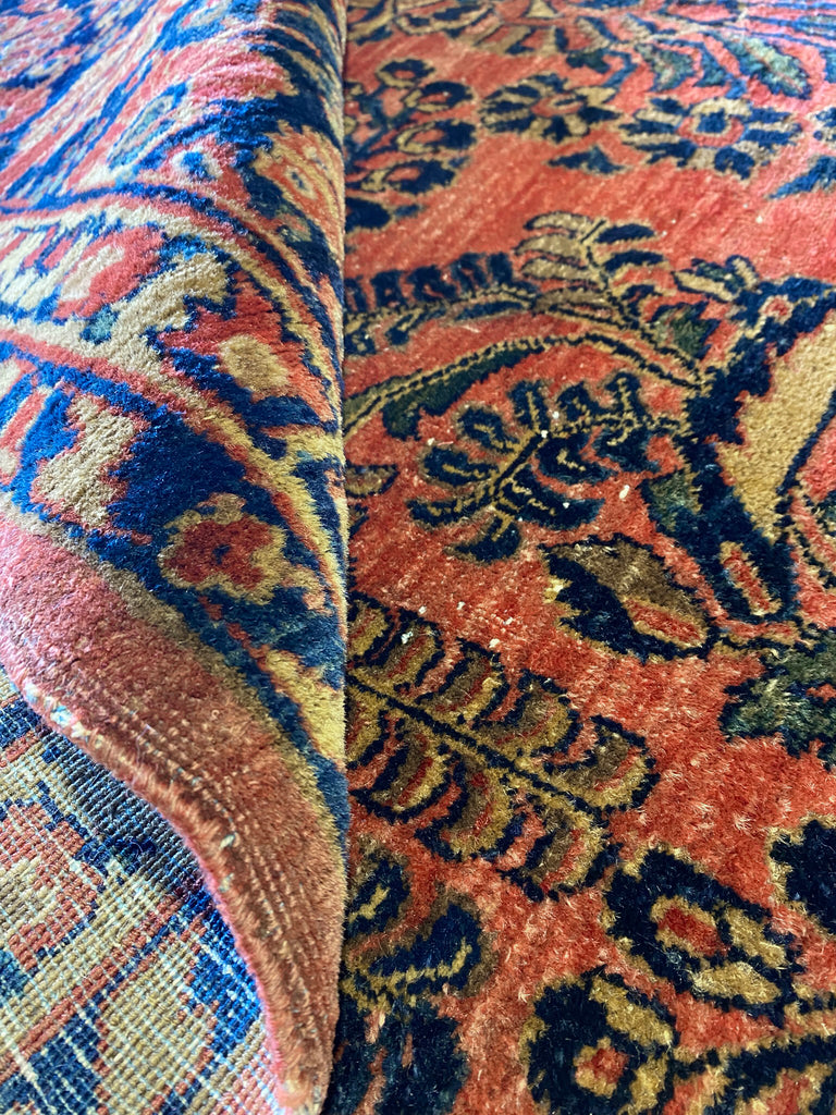 9 x 10.10 Antique Persian Sarouk Rug 1940's #F-6757