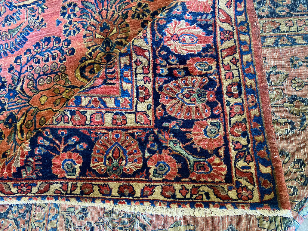 9 x 10.10 Antique Persian Sarouk Rug 1940's #F-6757