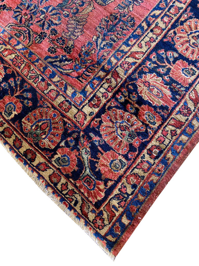 9 x 10.10 Antique Persian Sarouk Rug 1940's #F-6757