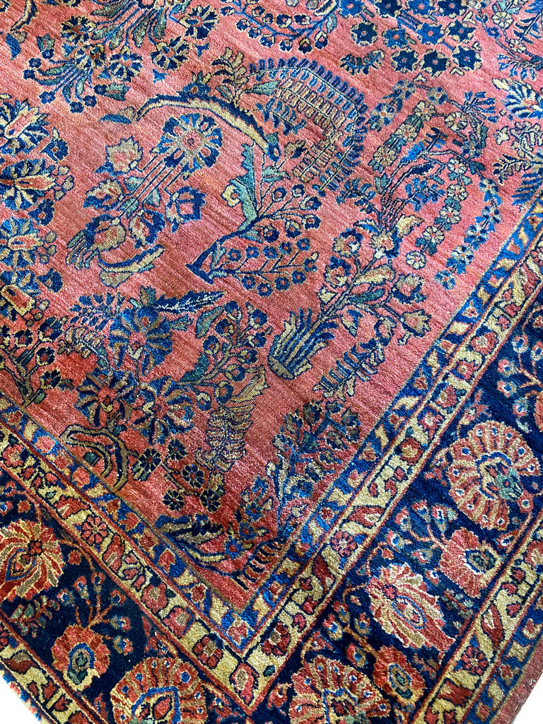 9 x 10.10 Antique Persian Sarouk Rug 1940's #F-6757