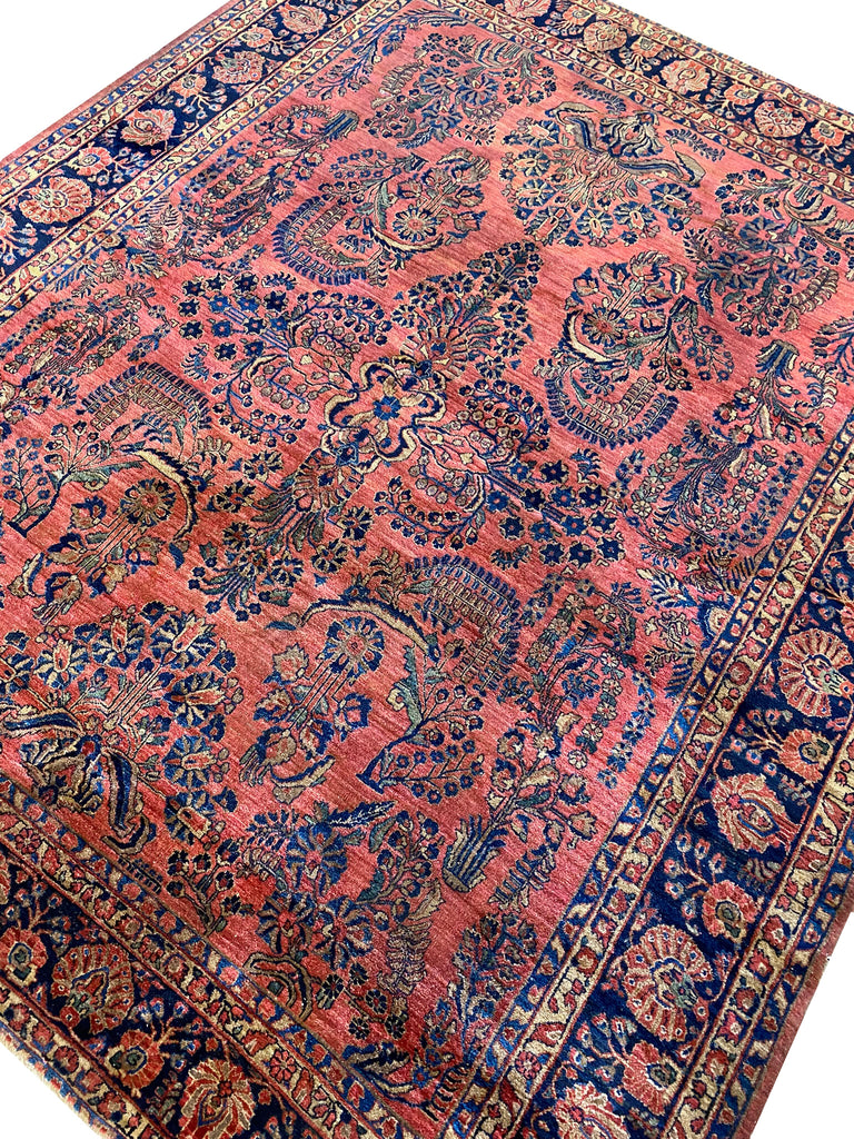 9 x 10.10 Antique Persian Sarouk Rug 1940's #F-6757