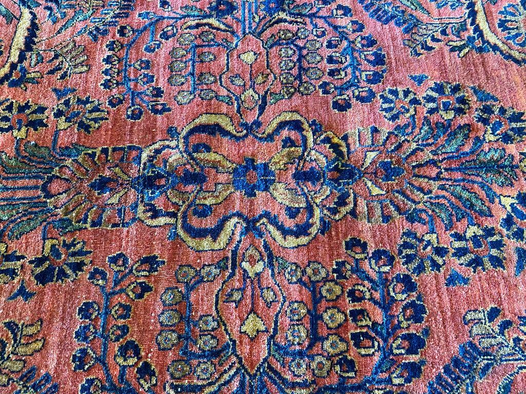 9 x 10.10 Antique Persian Sarouk Rug 1940's #F-6757