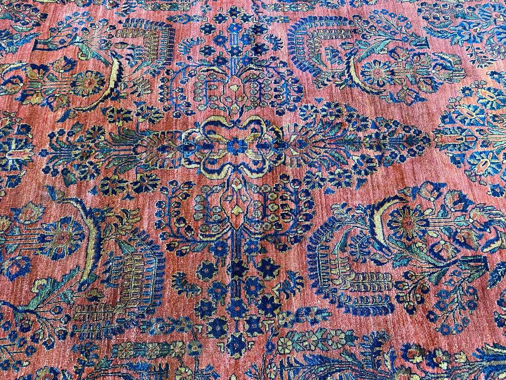 9 x 10.10 Antique Persian Sarouk Rug 1940's #F-6757