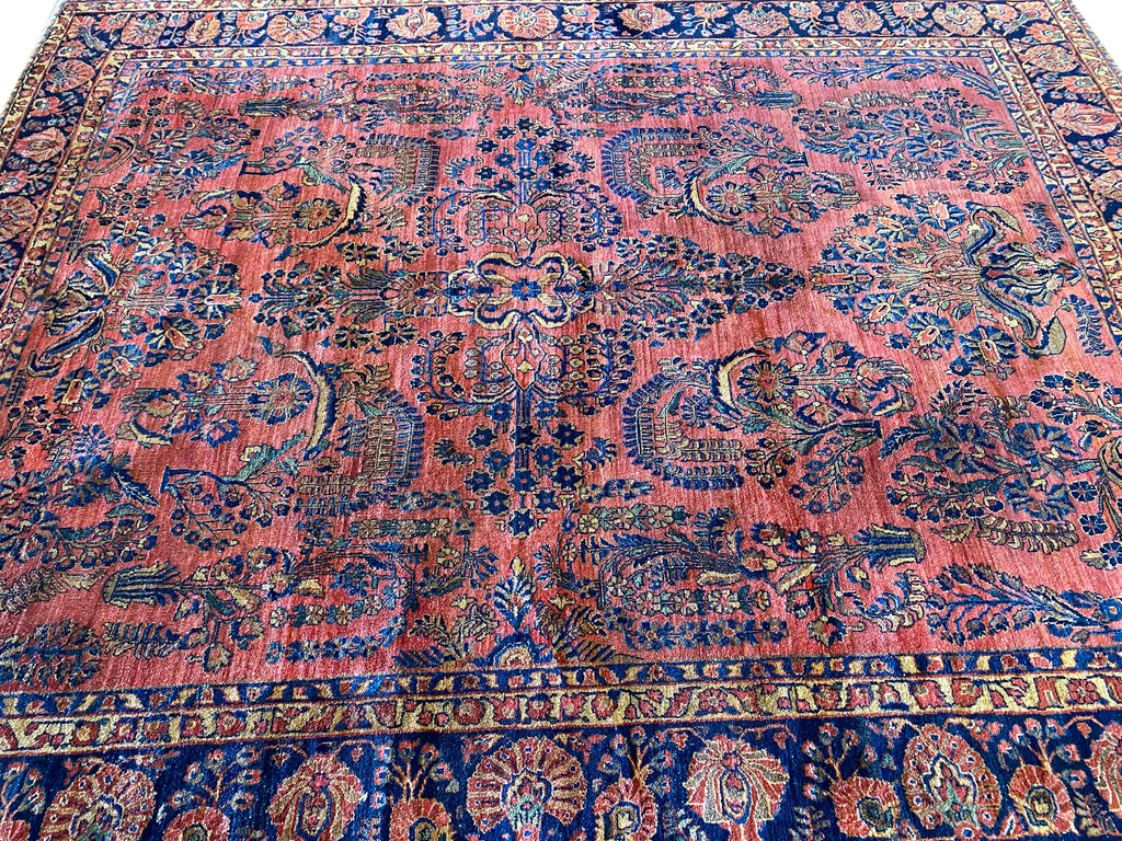 9 x 10.10 Antique Persian Sarouk Rug 1940's #F-6757