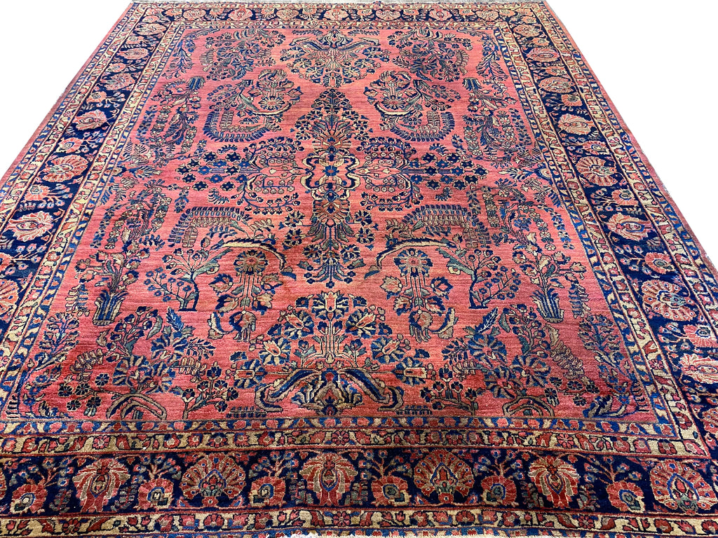 9 x 10.10 Antique Persian Sarouk Rug 1940's #F-6757