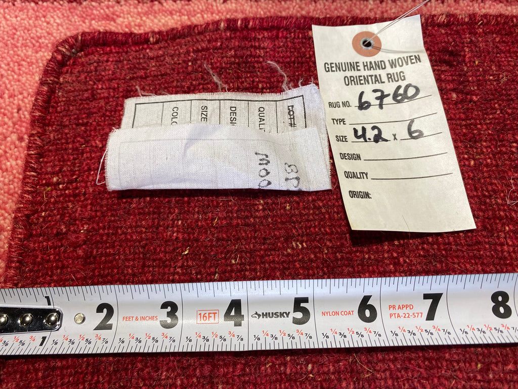 4.2 x 6 NEW HANDMADE Wool Rug CONTEMPORARY BERRY RED BURGUNDY #F-6760