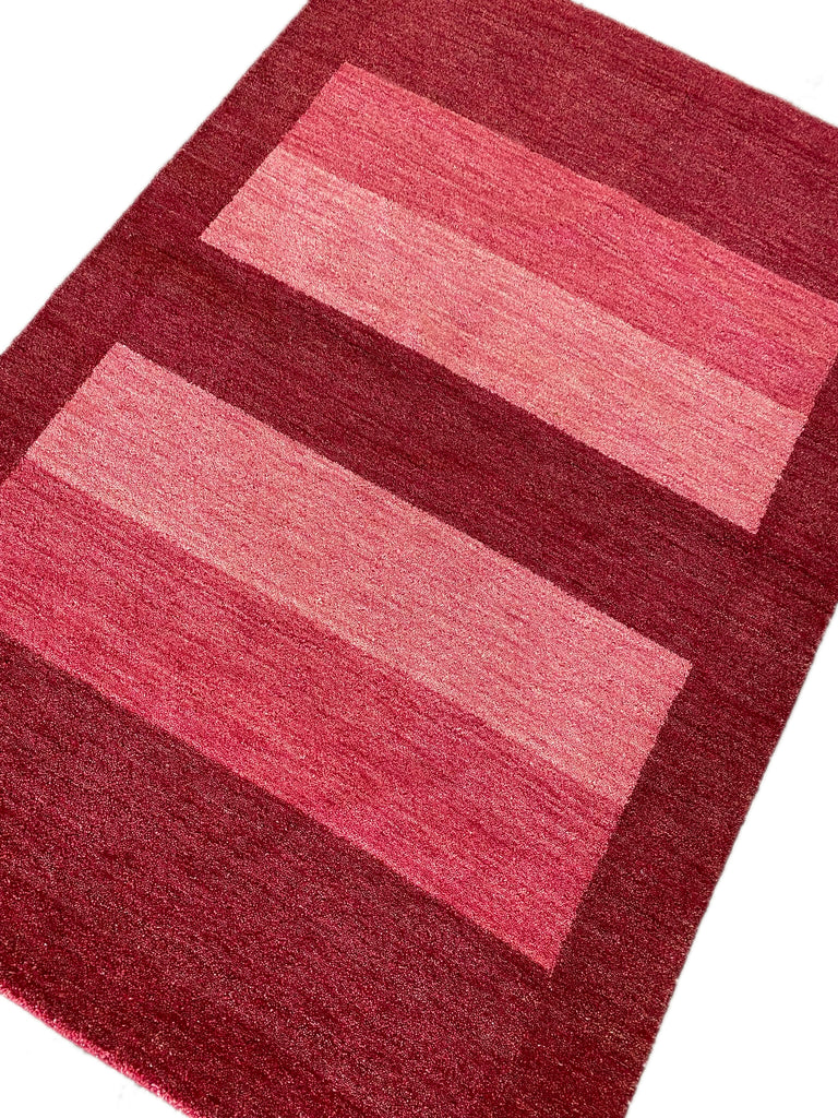 4.2 x 6 NEW HANDMADE Wool Rug CONTEMPORARY BERRY RED BURGUNDY #F-6760