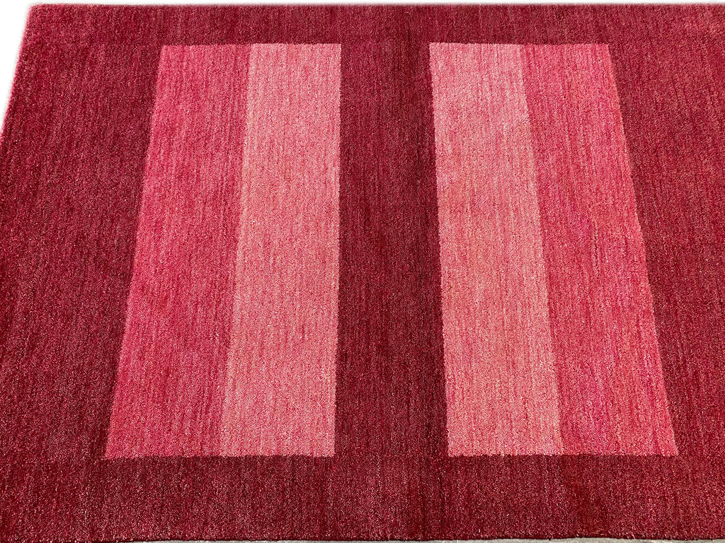 4.2 x 6 NEW HANDMADE Wool Rug CONTEMPORARY BERRY RED BURGUNDY #F-6760