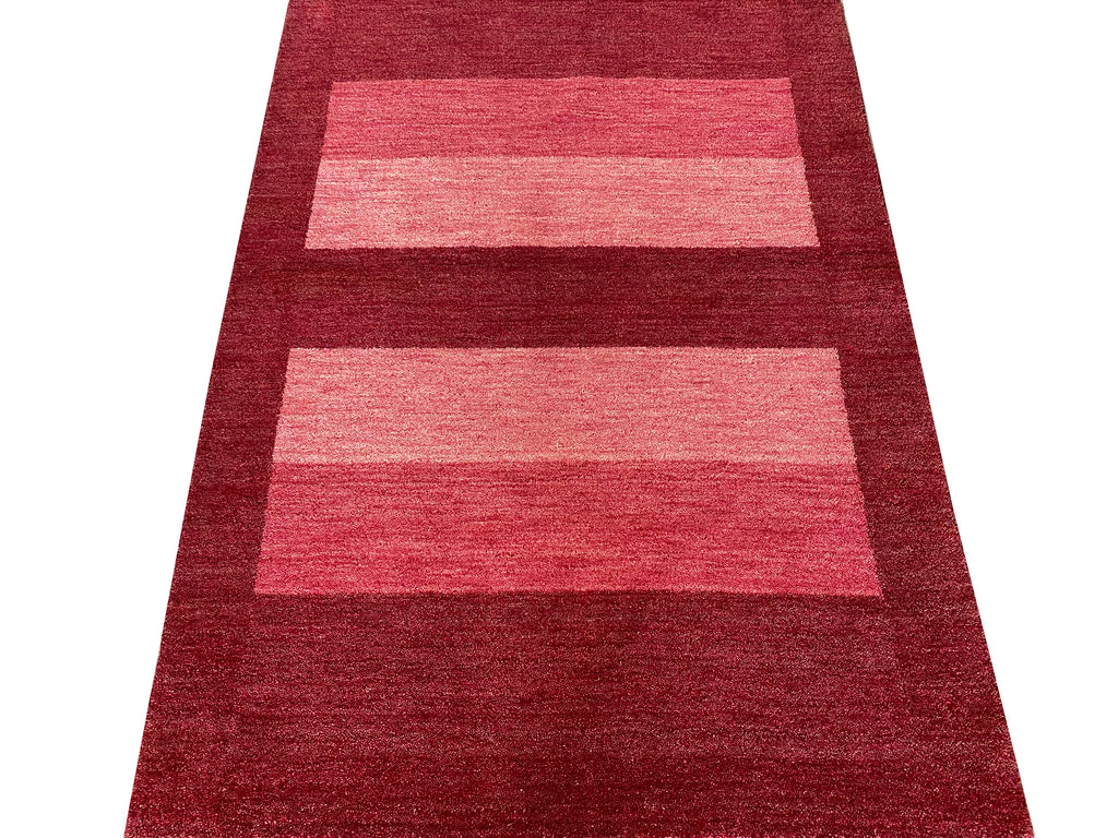 4.2 x 6 NEW HANDMADE Wool Rug CONTEMPORARY BERRY RED BURGUNDY #F-6760