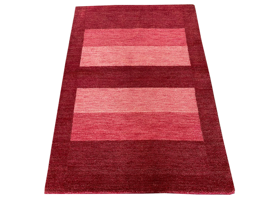 4.2 x 6 NEW HANDMADE Wool Rug CONTEMPORARY BERRY RED BURGUNDY #F-6760