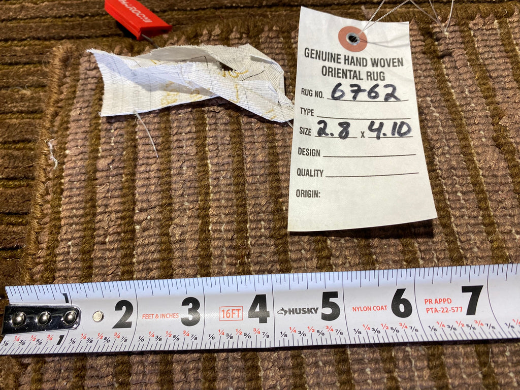 2.8 x 4.10 New Handmade Modern Rug Bamboo Silk Dark Brown #F-6762