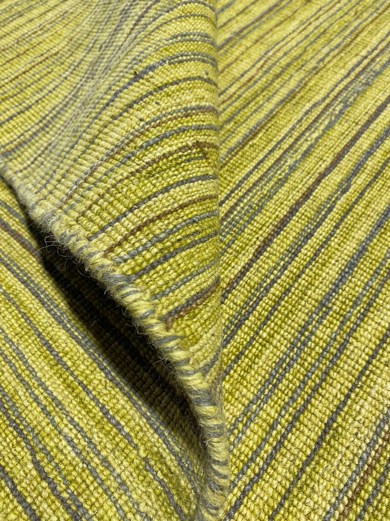 4.1 x 5.11 Modern Handmade Wool Flat Weave Rug GREEN GOLD #F-6766