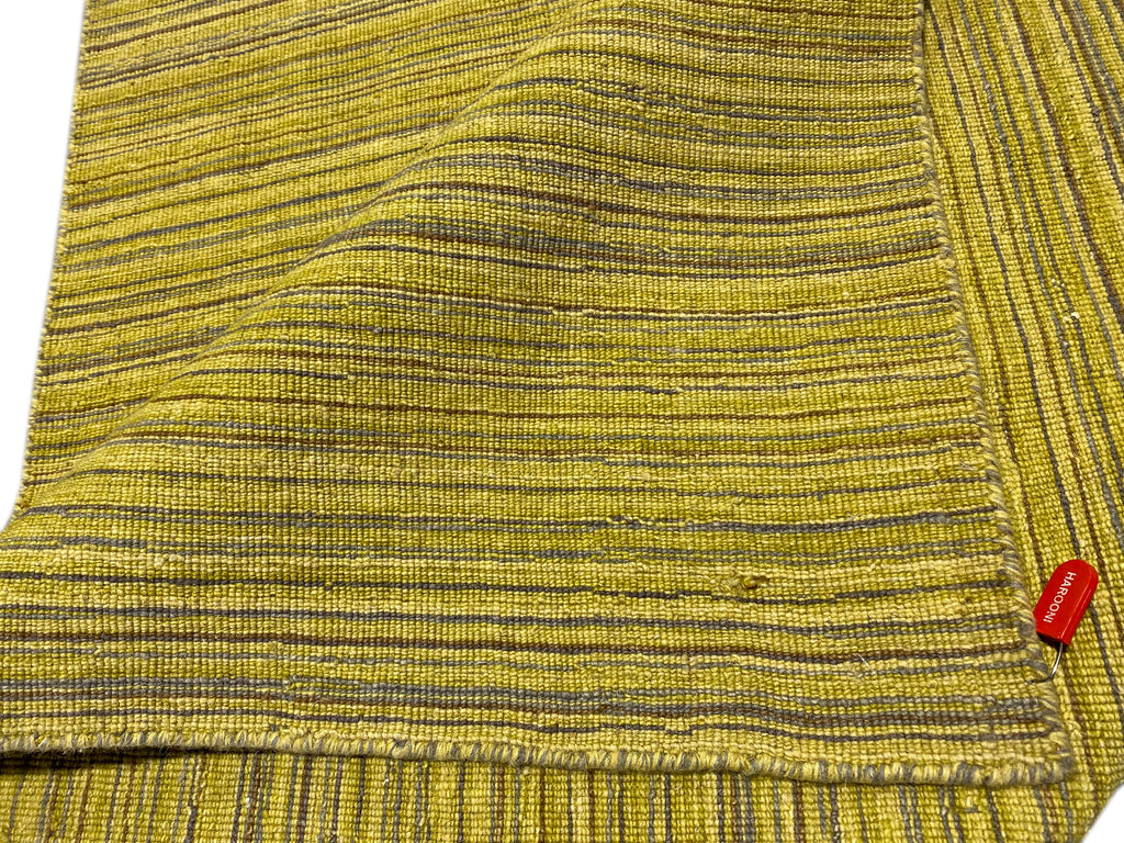 4.1 x 5.11 Modern Handmade Wool Flat Weave Rug GREEN GOLD #F-6766