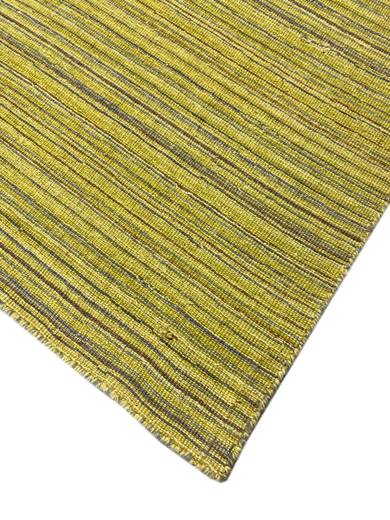 4.1 x 5.11 Modern Handmade Wool Flat Weave Rug GREEN GOLD #F-6766