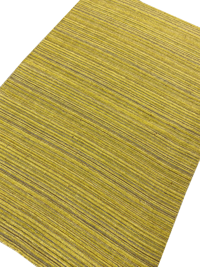 4.1 x 5.11 Modern Handmade Wool Flat Weave Rug GREEN GOLD #F-6766