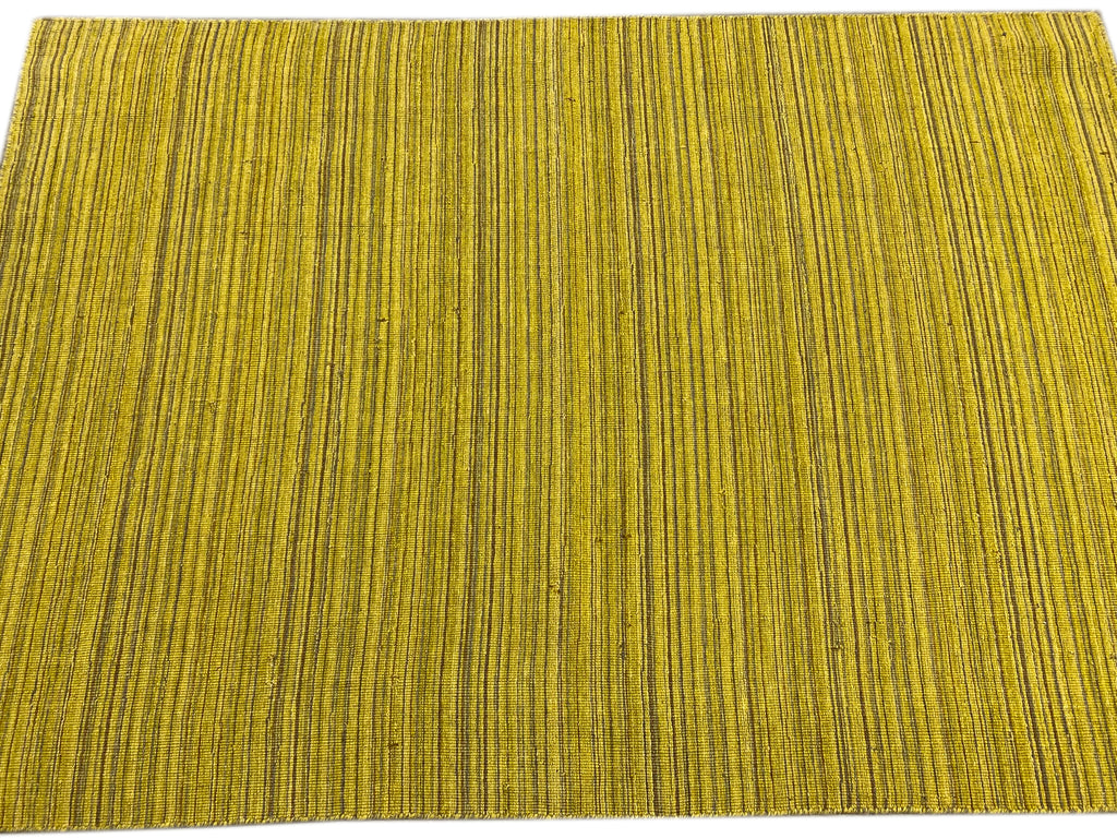 4.1 x 5.11 Modern Handmade Wool Flat Weave Rug GREEN GOLD #F-6766