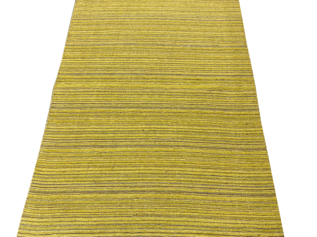 4.1 x 5.11 Modern Handmade Wool Flat Weave Rug GREEN GOLD #F-6766