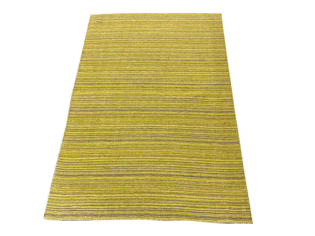 4.1 x 5.11 Modern Handmade Wool Flat Weave Rug GREEN GOLD #F-6766