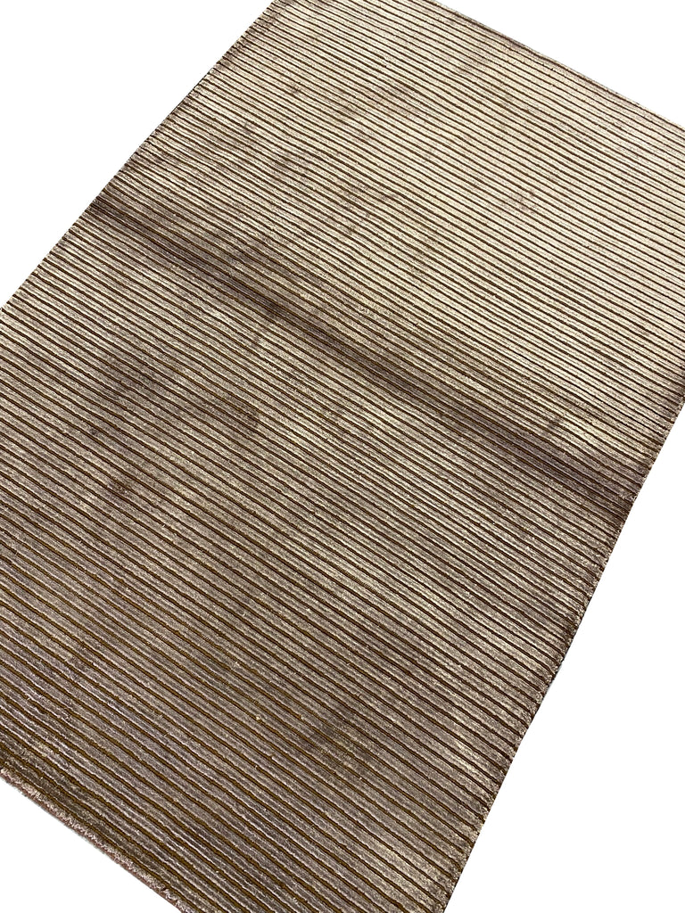 4 x 5.11 New Handmade Dark Brown Bamboo Silk Rug #F-6767