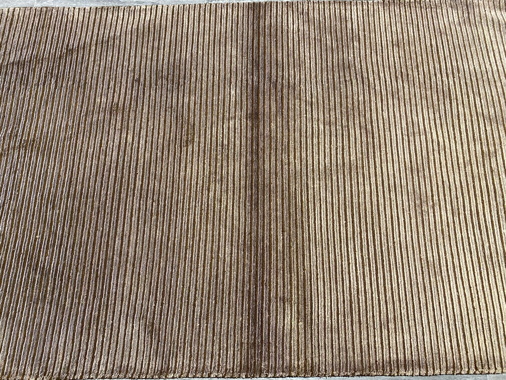 4 x 5.11 New Handmade Dark Brown Bamboo Silk Rug #F-6767