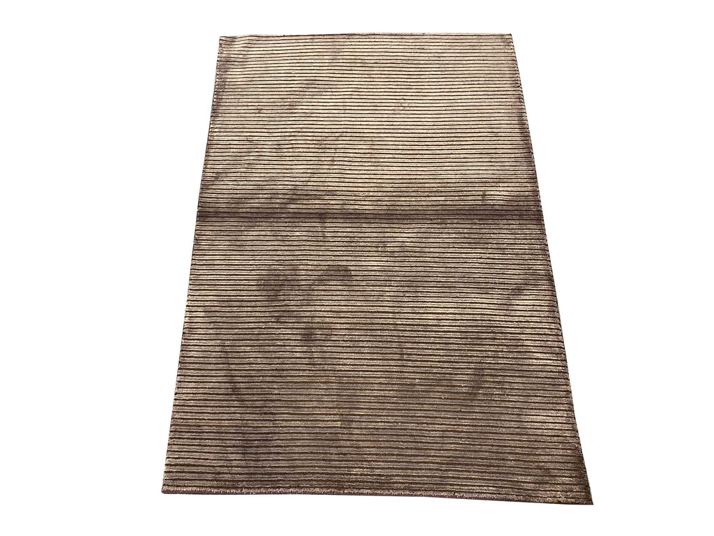 4 x 5.11 New Handmade Dark Brown Bamboo Silk Rug #F-6767