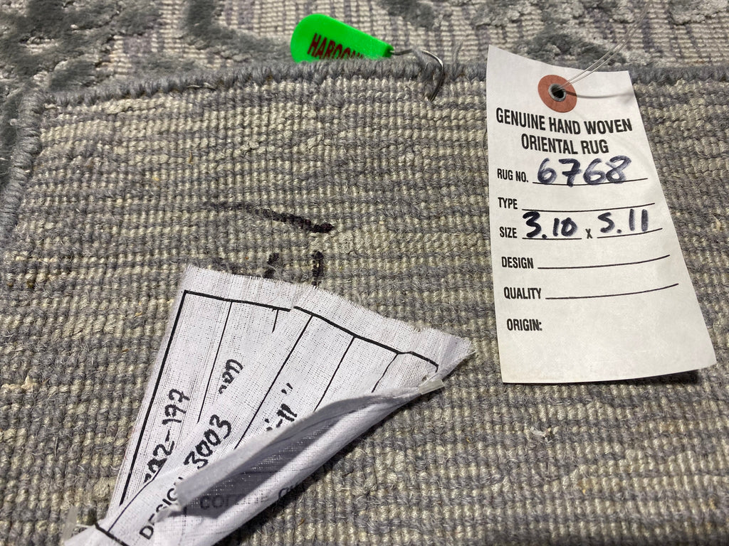 3.10 x 5.11 New Handmade Rug Bamboo Silk GRAY #F-6768