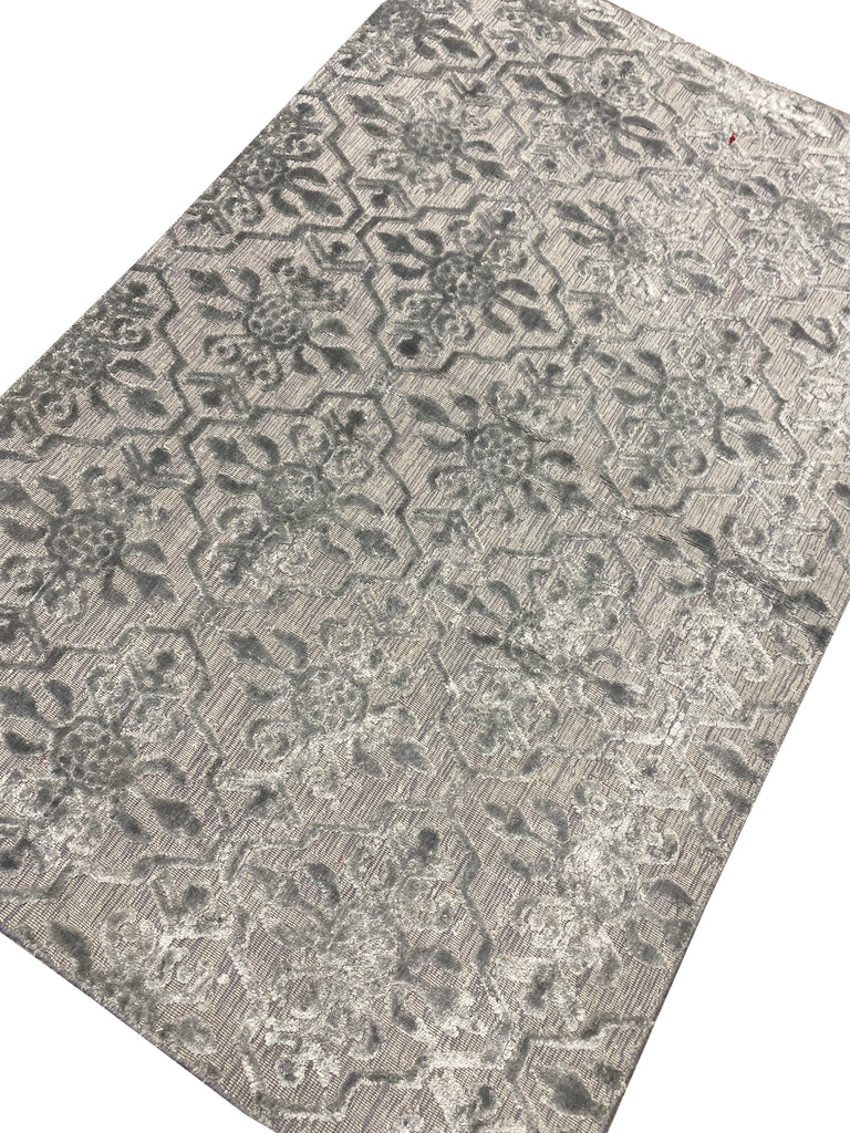 3.10 x 5.11 New Handmade Rug Bamboo Silk GRAY #F-6768